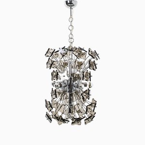 Chrome Hanging Lamp with Smoked Glass