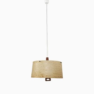 Vintage Hanging Light with Polyester and Wood