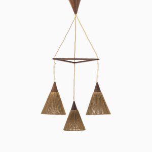 Danish Teak Wood Hanging Lamp