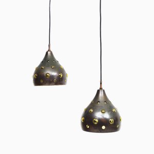 Bronze Colored Hanging Lamps with Glass by Nanny Still