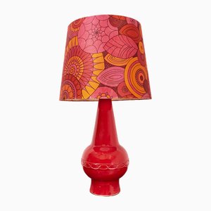 Lámpara de mesa de cerámica roja, años 70