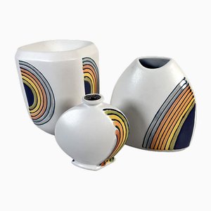 Regenbogen Vasen aus Keramik von KMK, 3 . Set