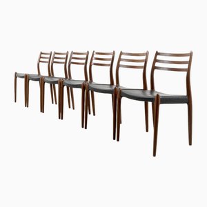 Model 78 Dining Chairs by Niels Møller, Set of 6