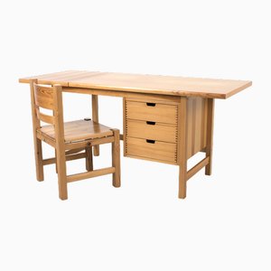 Kiefernholz Schreibtisch mit passendem Stuhl, 2er Set