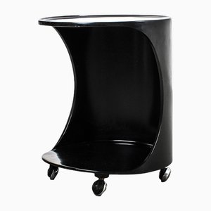 Table d'Appoint Noire sur Roulettes