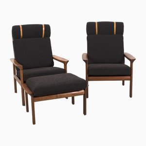 Fauteuils et Repose-pieds Borneo par Sven Ellekaer, Set de 3