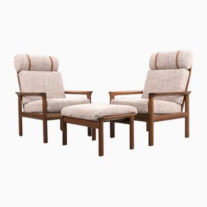 Fauteuils et Repose-pieds Borneo par Sven Ellekaer, Set de 3