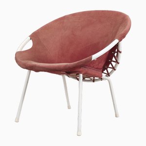 Fauteuil Hoop en Daim Rouge Corail