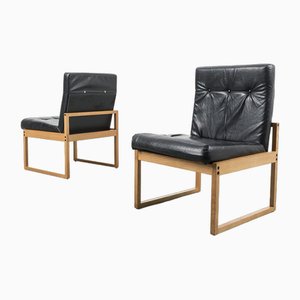 Oak Lounge Chairs, Set of 2