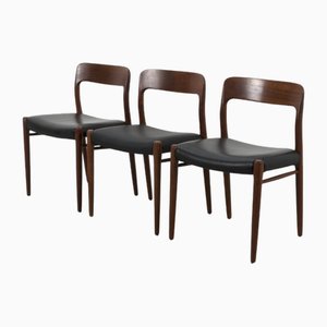 Model 75 Chairs by Niels Otto N. O. Møller, Set of 3