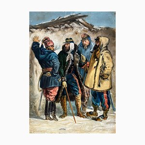 Hippolyte Bellangé, Die vier Militärs, 19. Jh., Öl auf Leinwand
