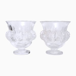 20. Jh. Vasen Dampierre Modell aus satiniertem Kristallglas von Lalique, 2er Set