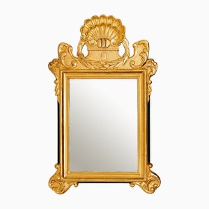 18th Century Shell Mirror in Golden Wood with Leaf Mercury