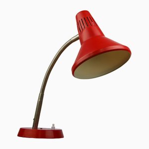 Adjustable Desk Lamp in Red Painted Metal and Chrome-Plated Spiral Arm from Tep, 1970s