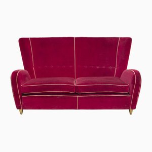 Red Velvet Sofa by Paolo Buffa, 1950s