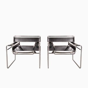 Leather & Steel Wassily Chairs by Marcel Breuer for Gavina, 1960s, Set of 2