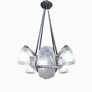 Art Deco Ceiling Lamp from Cristalleries De Compiègne, 1920s