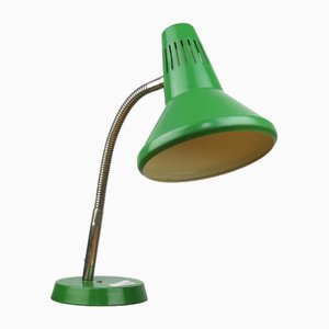 Lampada da scrivania regolabile in metallo verniciato verde e braccio a spirale cromato di TEP, anni '70