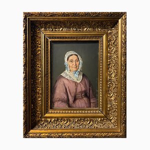 Julie Sandoz, Portrait, Oil on Cardboard, 1850, Framed