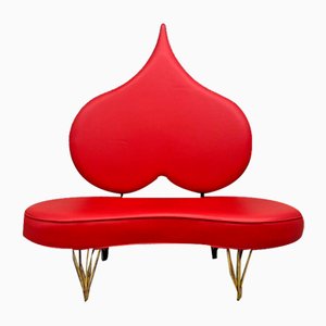 Italienisches Vintage Fiammette Heart Sofa aus rotem Leder von Domusnova