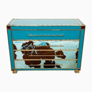 Dresser in Blue Murano Glass and Cow Leather, 1980s