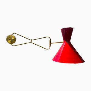 Vintage Wall Light in Red, 1950s