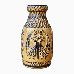 Vase in Gelb emailliert von Bay Keramik