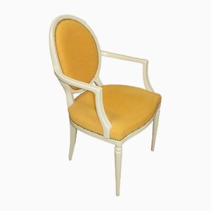 Upholstered Medallion Armchair in Yellow-Cream, 1960s
