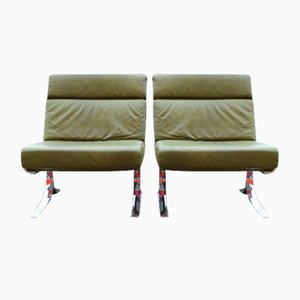 Sillón vintage de cuero verde musgo