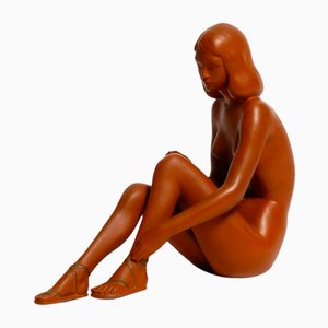 Figura desnuda Mid-Century grande de cerámica de Gmundner, Austria, años 50