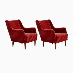 Set of Danish Armchairs in Velour, 1960s