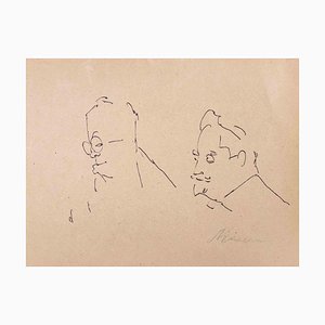 Mino Maccari, Portraits, Pen Drawing, 1960s