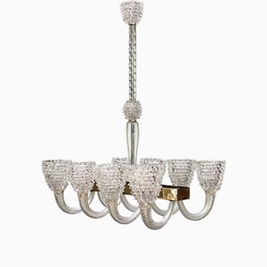Rostrato Murano Glass Chandelier by Barovier and Toso, 1940s