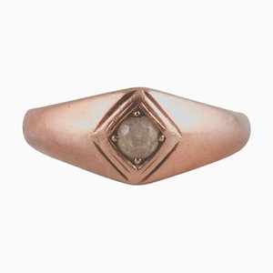 Scandinavian Goldsmith 14-Carat Gold Ring with Semi-Precious Stone, 1960s