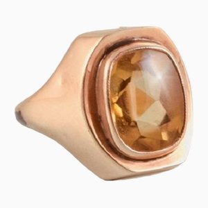 14-Carat Gold Ring with Yellow Citrine, 1960s
