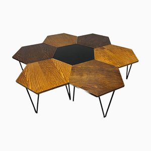 Sept Tables Basses Hexagonales en Nid d'Abeille par Gio Ponti pour Isa Bergamo, 1950s
