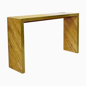 Italian Console Table in Brass and Bamboo