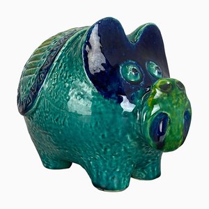 Colorful Fat Lava Pottery Piggy Bank attributed to Bay Ceramics, Germany, 1970s