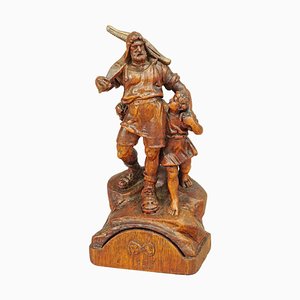 Antique Wooden Statue of Wilhelm Tell, Brienz, 1890s