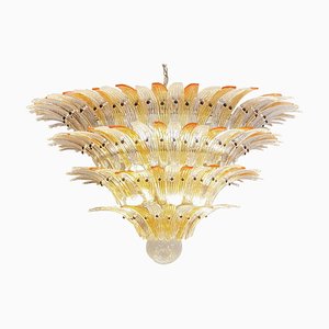 Palmette Ceiling Light with 163 Amber and Trasparent Glasses, 1980s
