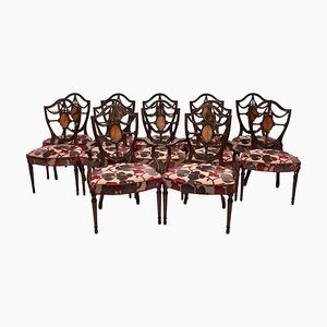 Antique Hepplewhite Mahogany Dining Chairs, 19th Century, Set of 12