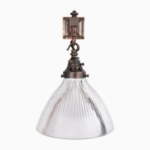 Vintage Wandlampe aus verkupfertem Messing von Holophane