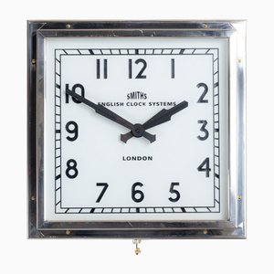 Vintage Art Deco Square Illuminated Clock from Smiths of London