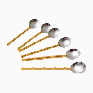 Bauhaus Spoons in Silver and Gilding from Gucci, 1970s, Set of 6