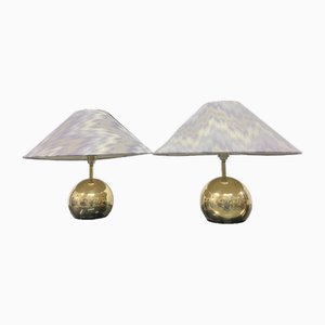 Lampade a sfera vintage in ottone, anni '80, set di 2