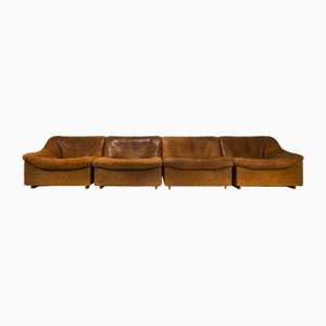 DS46 Sectional Sofas in Cognac Buffalo Neck Leather from de Sede, Switzerland, 1970s, Set of 4