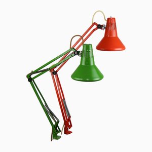 Lámparas de mesa Achitect ajustables en naranja y verde de Tep, años 70. Juego de 2