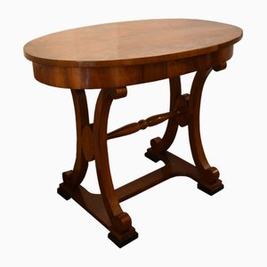 Ovaler Biedermeier Schreibtisch aus Nussholz