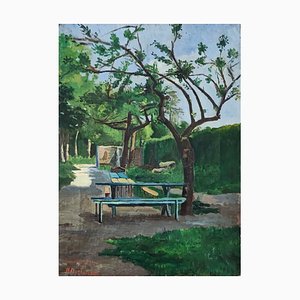 H. Doshueses, Jardin du Café Fagolle, Acacias, Geneva, Oil on Canvas