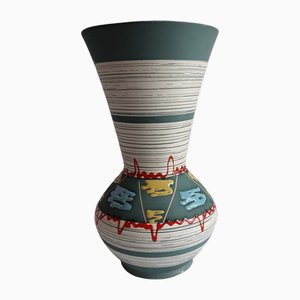 Vase Vintage en Céramique avec Décor Ligne Vert Menthe de Carstens, Allemagne, 1960s